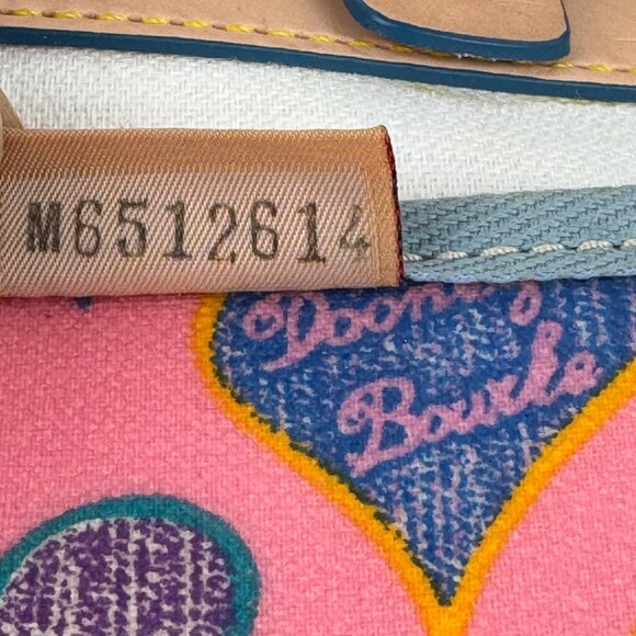 Authentic Dooney & Bourke Tassel Zip Top Heart Print Shoulder Bag. - Picture 9 of 16